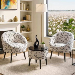 Atelier Del Sofa Juego de Sillón y Mesa de Café Lida - Negro y Blanco